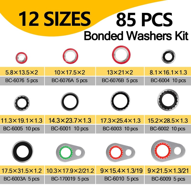 NBRINGO 265 Pcs AC O Ring & Gasket Seal Kit for R134a - Durable A/C Compressor Port Seal Washer Kit with Line Seals, Bonded Washers, Condenser & Hose Gaskets for Long-Lasting Performance - Image 3